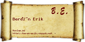 Berán Erik névjegykártya