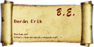 Berán Erik névjegykártya